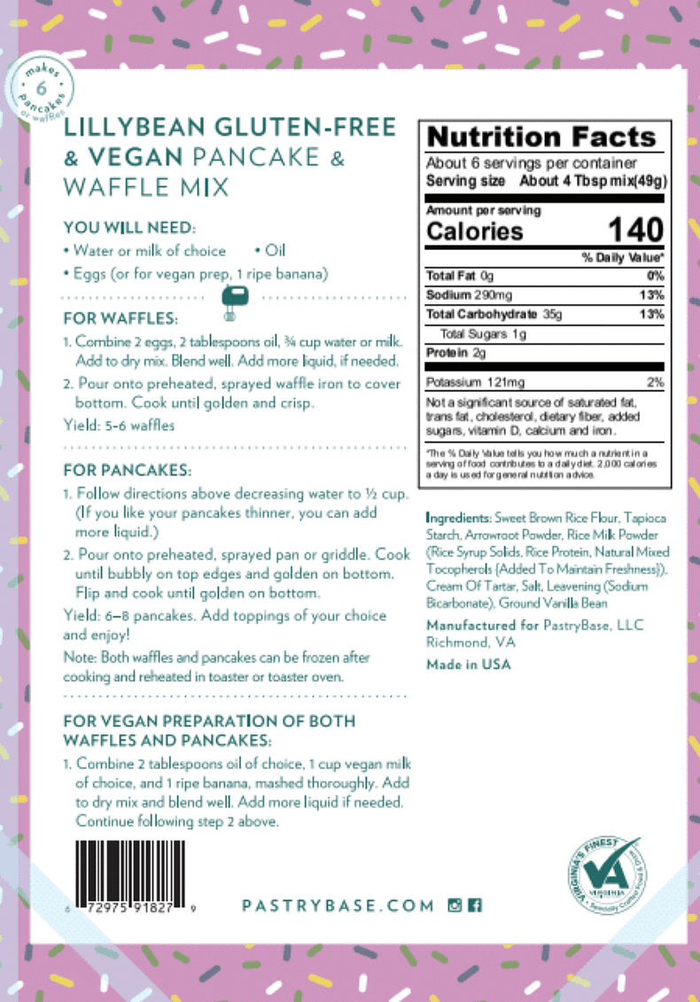 LillyBean Pancake & Waffle Mix (Vegan & GF!) - LillyBean Baking