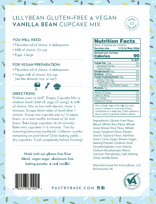 LillyBean Vanilla Bean Cake & Cupcake Mix - Gluten-free & Vegan - LillyBean Baking