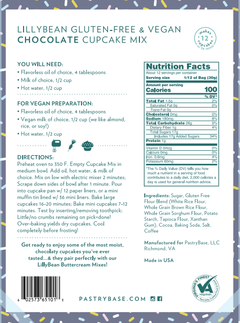 LillyBean Chocolate Cake & Cupcake Mix - Gluten-free & Vegan - LillyBean Baking