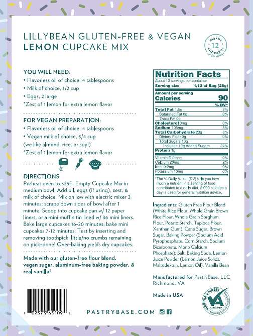 LillyBean Lemon Cake & Cupcake Mix - Gluten-free & Vegan - LillyBean Baking